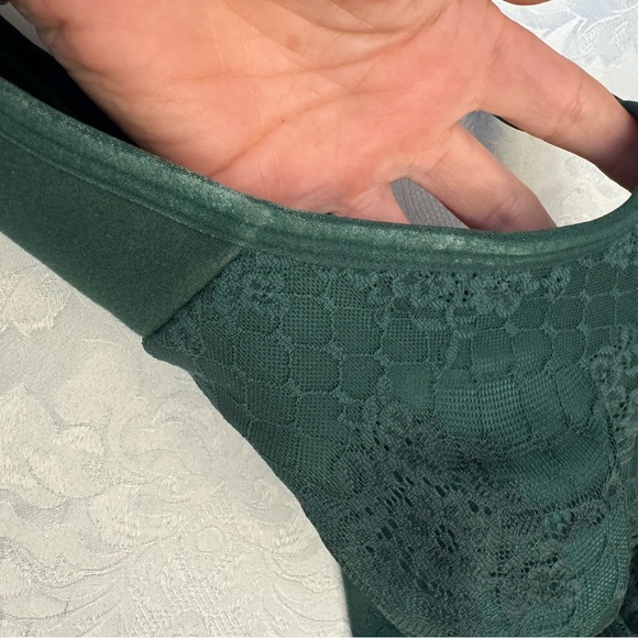 Cacique Bra Size 40D Unlined Full Coverage No‎ Wire Green Lace Stained - Picture 6 of 11